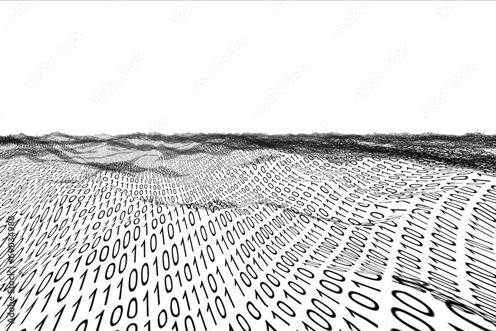 Poster Digitally generated binary code landscape