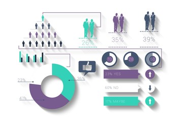 Digitally generated green and purple business infographic