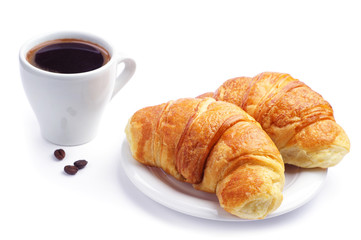 Two croissant and coffee