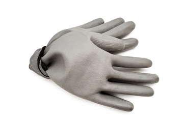 gray work gloves isolated