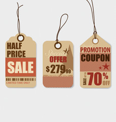 Price tag, sale coupon, voucher. Vintage Style template Design v