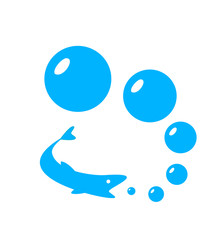 Blue fish with bubbles