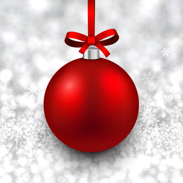Silver background with christmas ball.