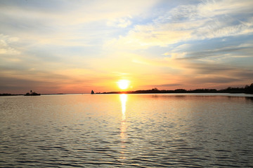 sunset on the river landscape