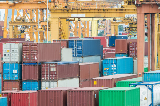 Containers in the port for import export