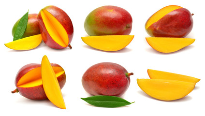 Collection of mango with leaf and slices