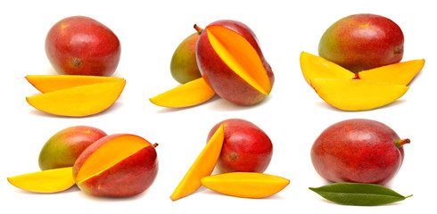 Collection of mango with leaf and slices