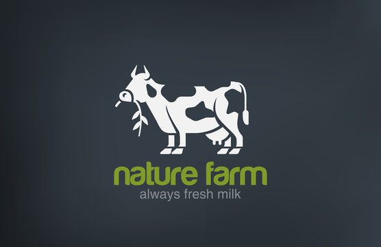 Cow Logo silhouette vector design. Fresh Natural Milk