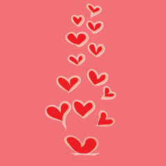 abstract red heart on pink background