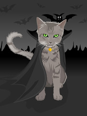 Cat Dracula Vector Illustration