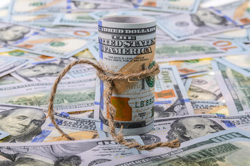 money concept. roll of dollars