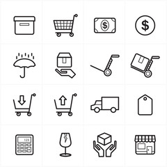 Flat Line Icons For Business Icons and Ecommerce Icons