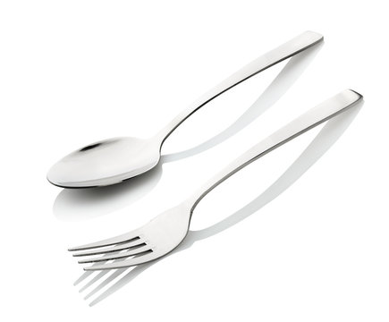 Cutlery - A Spoon And Fork Isolated On White Background