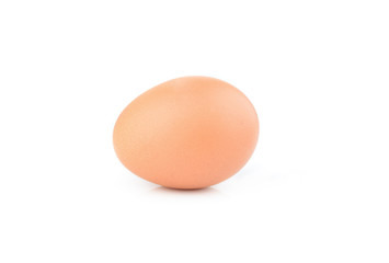 Single brown chicken egg isolated on white