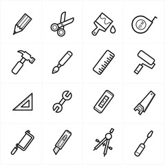Flat Line Icons For Tools Related Icons