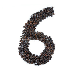 Coffee Beans Model number 6 isolated on white background.