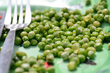 Garden peas left on plate