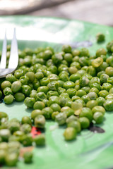 Garden peas left on plate