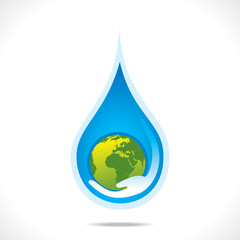 save earth or save water in hand concept vector