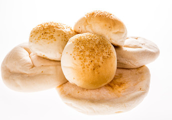 arab bread and hamburger isolated on white background