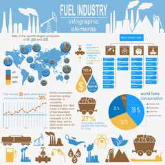 Fuel industry infographic, set elements for creating your own in