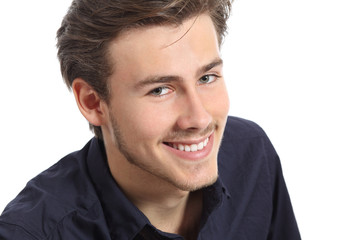 Attractive man face portrait with a white perfect smile