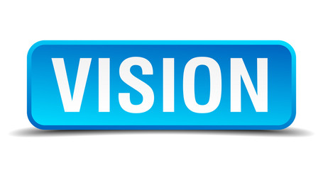 Vision blue 3d realistic square isolated button
