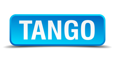 Tango blue 3d realistic square isolated button