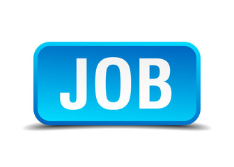 Job blue 3d realistic square isolated button