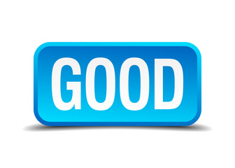 Good blue 3d realistic square isolated button