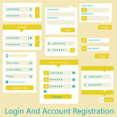 user interface login and account registration