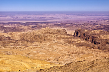 General view of the region of the historic city Petra in Jordan