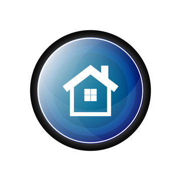 Home vector icon, blue button