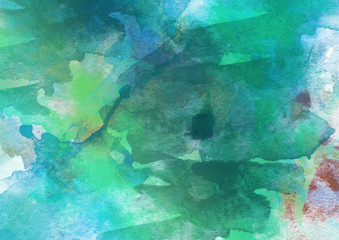 Fototapeta na wymiar Green Blue Colorful Watercolor Background.