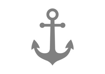 Grey anchor icon on white background