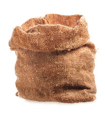Open small sack, isolated on white background