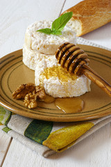 Traditional French food: goat cheese and baguette