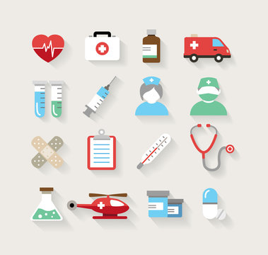 Medical Icons in Flat Design Style