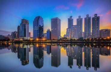 Fototapeta na wymiar Bangkok city downtown at sunrise