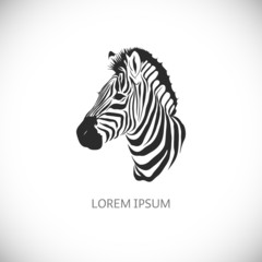 Label with the head of a zebra. Vector.