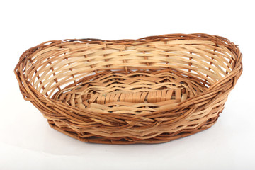 Fototapeta na wymiar handmade wooden basket isolated on white background.