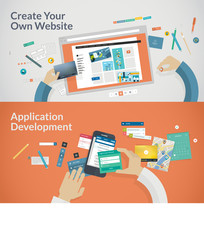 Flat design concepts for websites and apps development