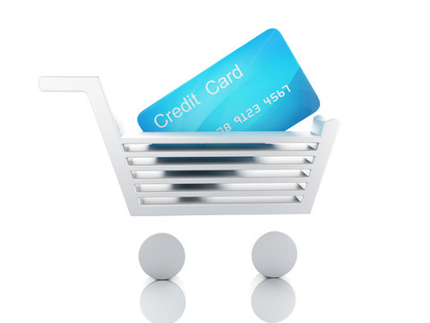 3d credit cart. shopping concept