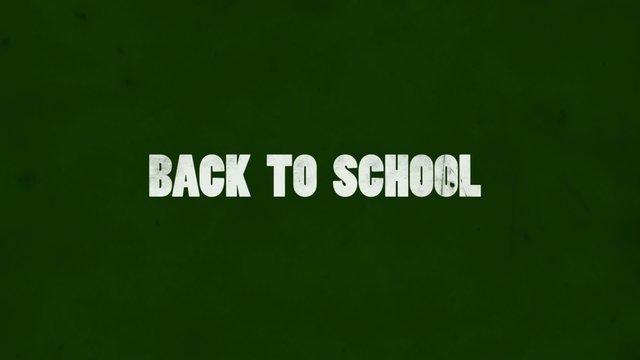 Animation of words Back to School popping out on chalkboard