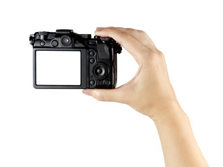 Hand holding digital camera