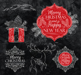 Merry Christmas graphics elegant vintage chalk