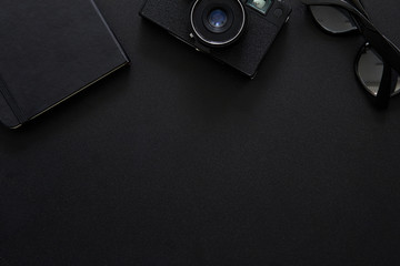 Top view of workplace Photographer - Powered by Adobe
