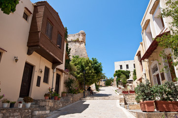 Fototapeta na wymiar Old town in Rethymno city on the Crete island, Greece.