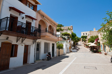 Fototapeta na wymiar Street of the old town in Rethymno city.Crete island, Greece.