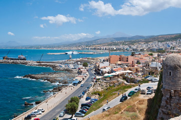 Panoramic view of Rethymno city on the  island of Crete, Greece.